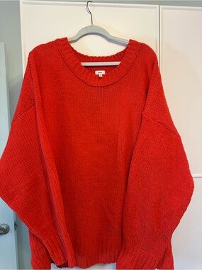 Aerie Red Chunky Crewneck Sweater